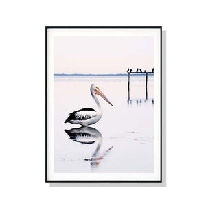 70Cmx100cm Pelican Black Frame Canvas Wall Art