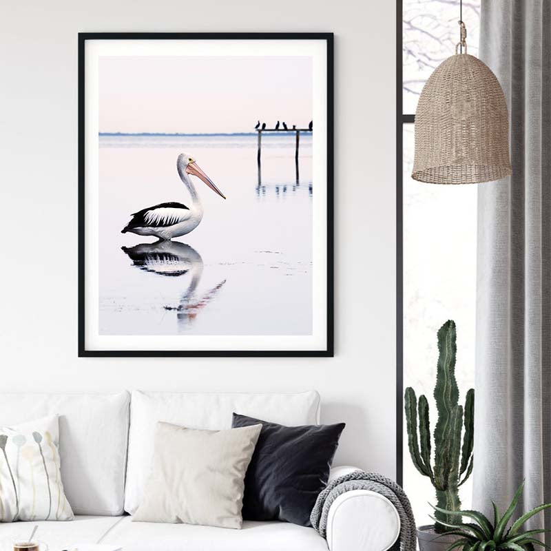 70Cmx100cm Pelican Black Frame Canvas Wall Art