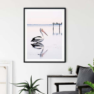 70Cmx100cm Pelican Black Frame Canvas Wall Art