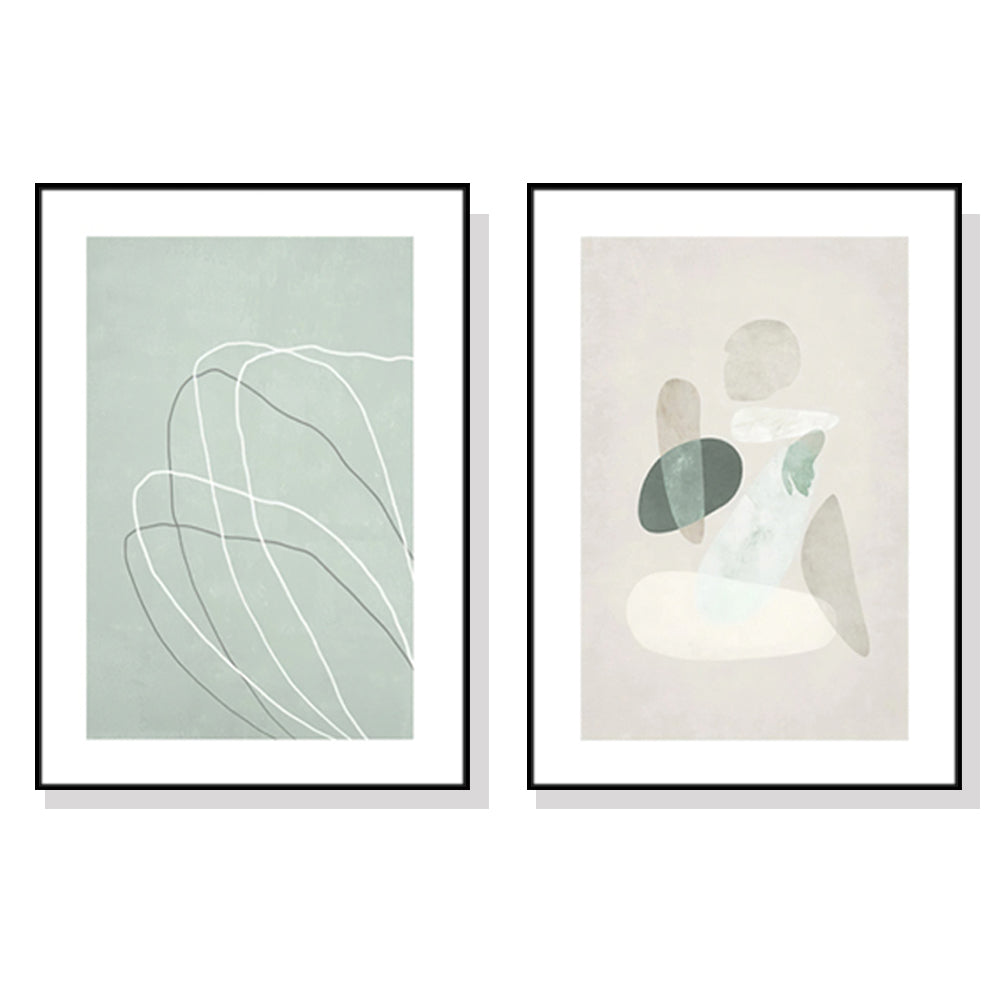 Wall Art 50Cmx70cm Abstract Body And Lines 2 Sets Black Frame Canvas