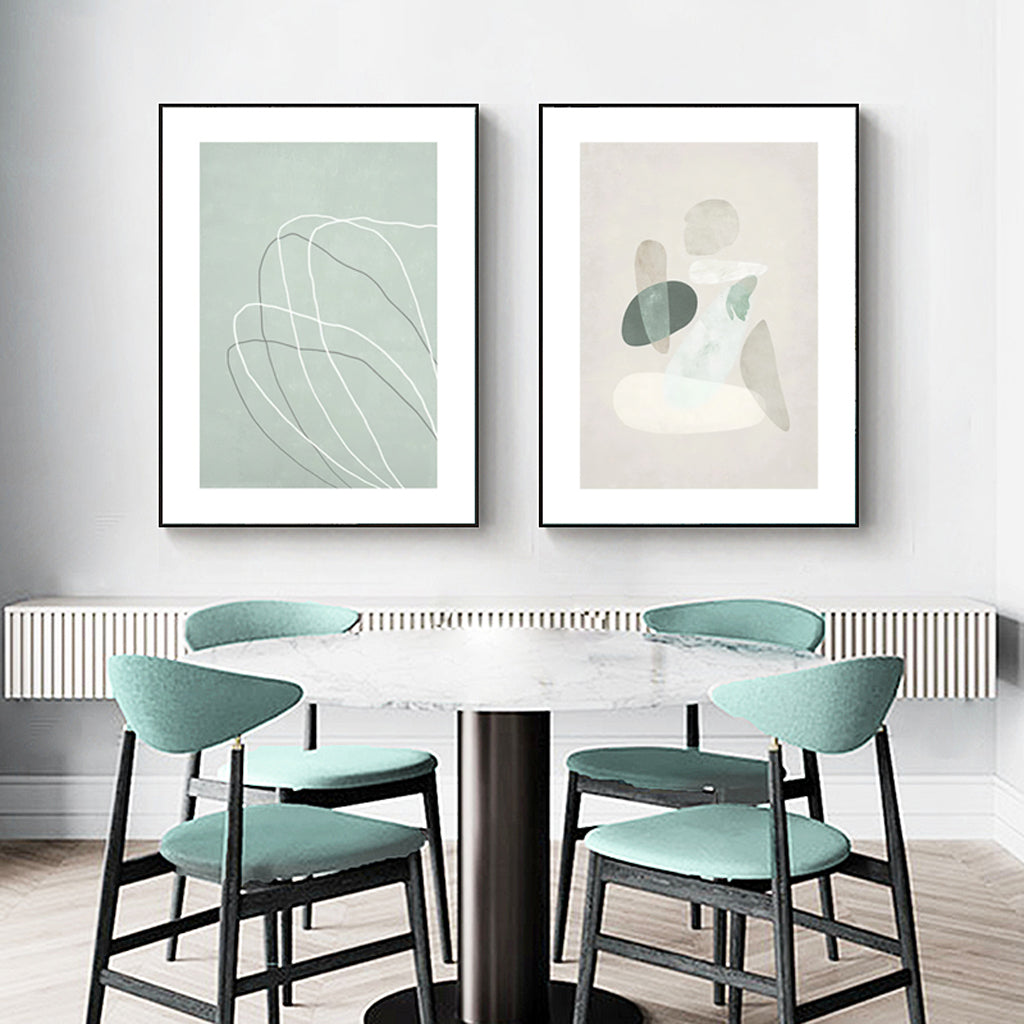 Wall Art 50Cmx70cm Abstract Body And Lines 2 Sets Black Frame Canvas