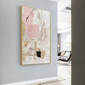 Wall Art 50Cmx70cm Abstract Pink Gold Frame Canvas