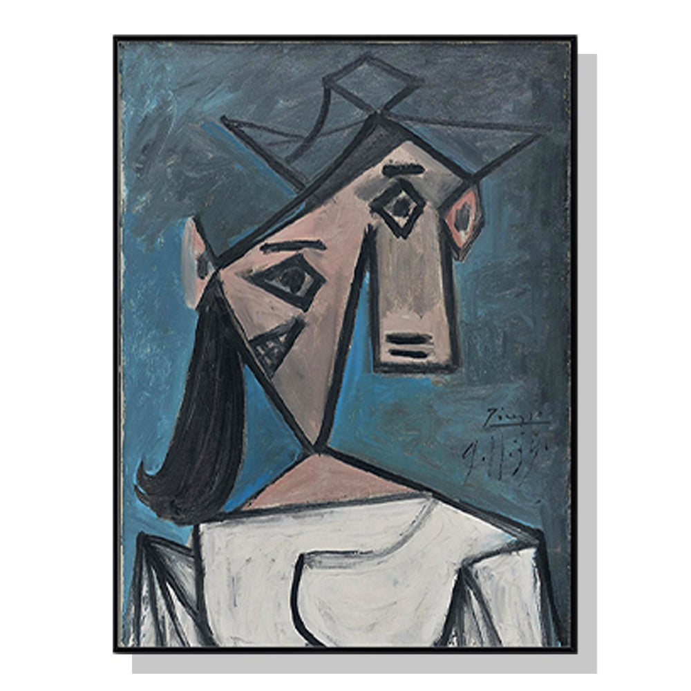 Wall Art 50Cmx70cm Head Of Woman By Pablo Picasso Black Frame Canvas