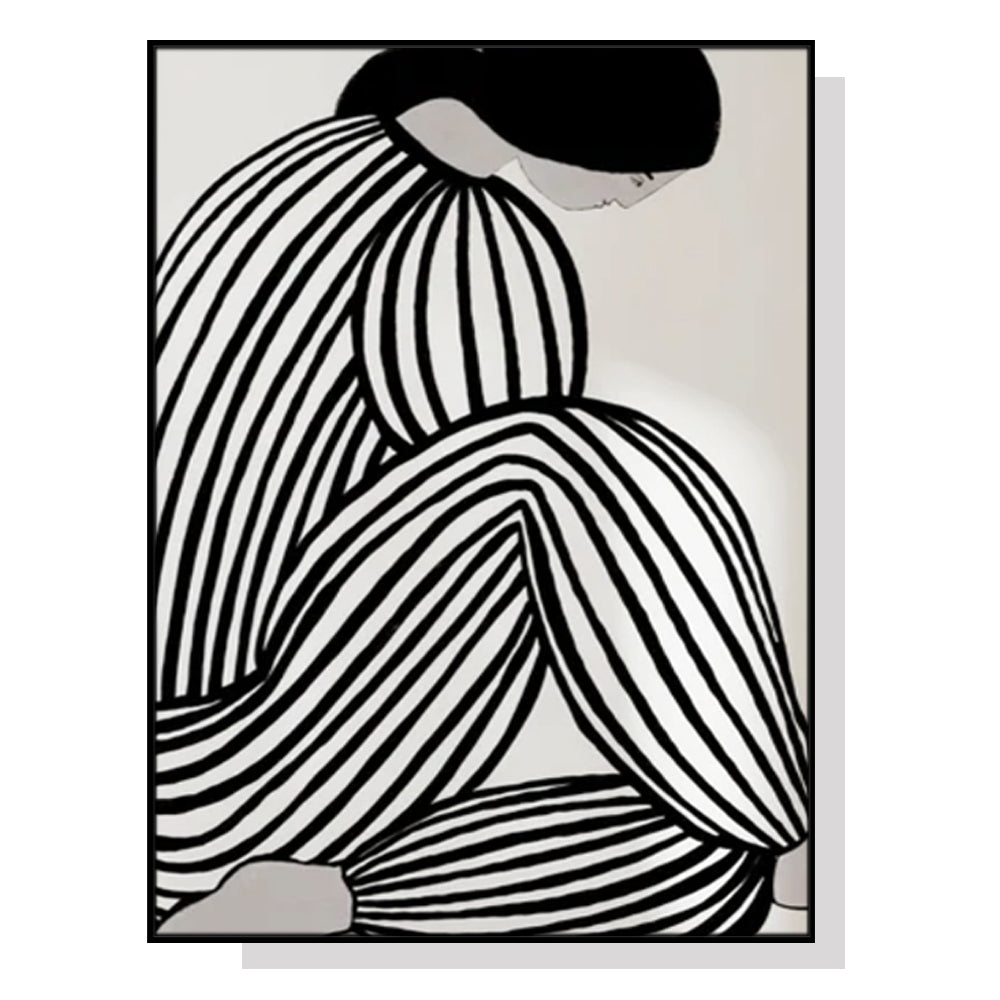 Wall Art 50Cmx70cm Mid Century Figure Black Frame Canvas