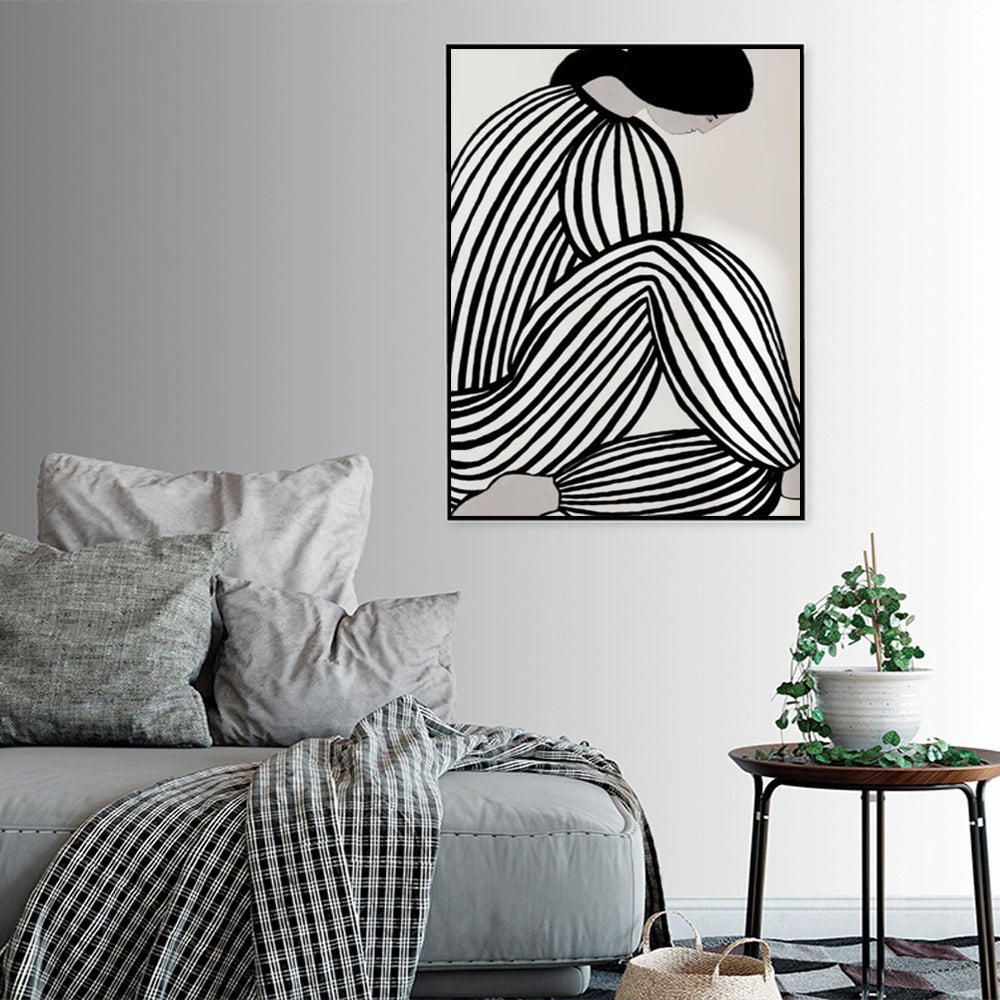 Wall Art 50Cmx70cm Mid Century Figure Black Frame Canvas