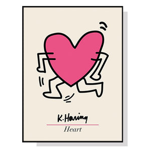 Wall Art 50Cmx70cm Keith Haring Love Pop Black Frame Canvas