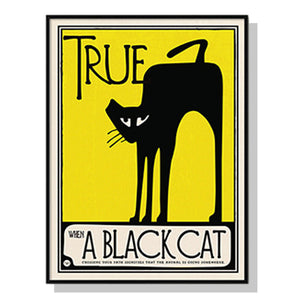 Wall Art 50Cmx70cm Black Cat Frame Canvas