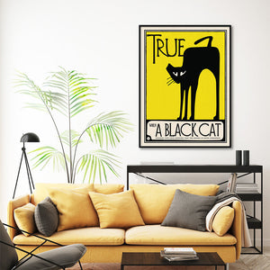 Wall Art 50Cmx70cm Black Cat Frame Canvas