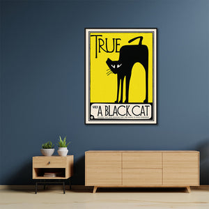 Wall Art 50Cmx70cm Black Cat Frame Canvas