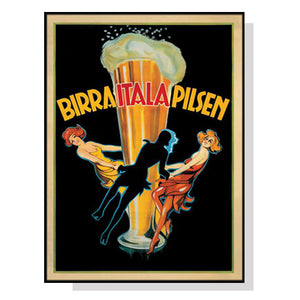 Wall Art 50Cmx70cm Birra Itala Pilsen Black Frame Canvas