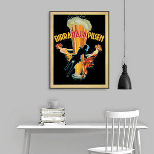 Wall Art 50Cmx70cm Birra Itala Pilsen Black Frame Canvas