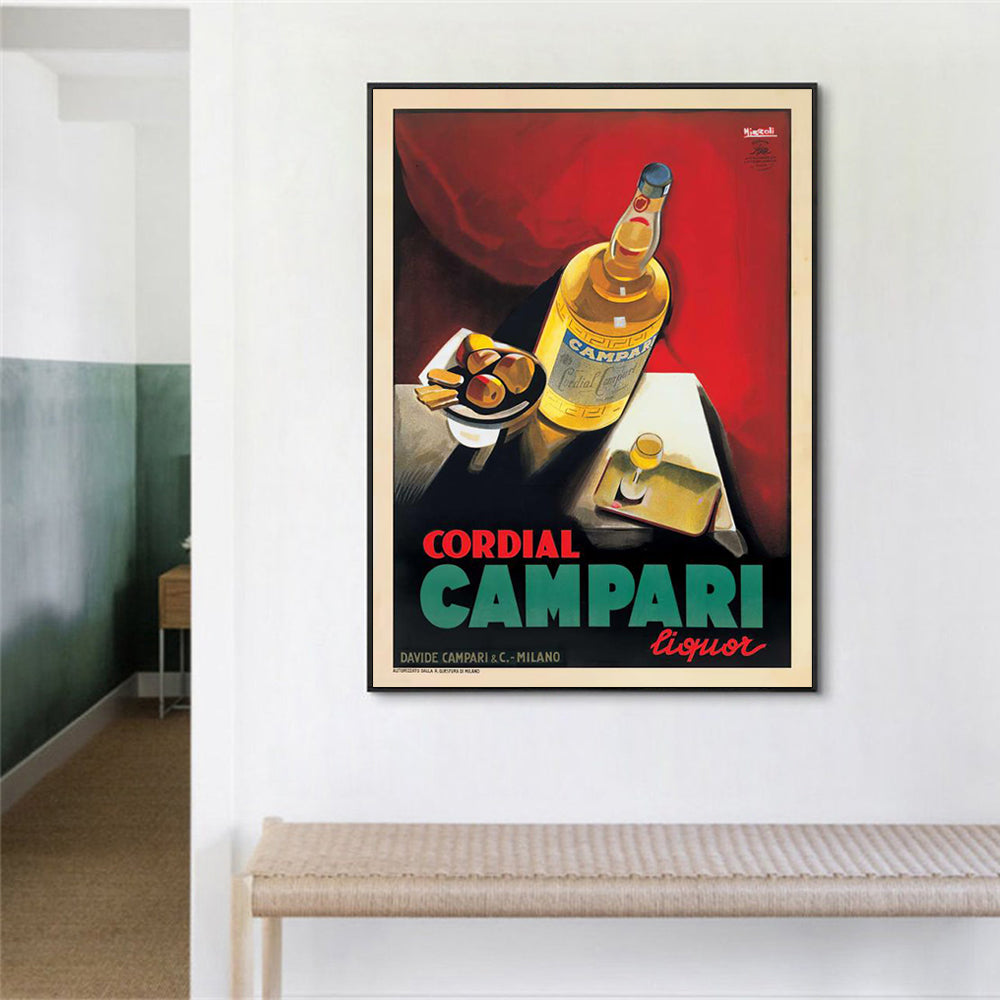 Wall Art 50Cmx70cm Cordial Campari Liquor Black Frame Canvas