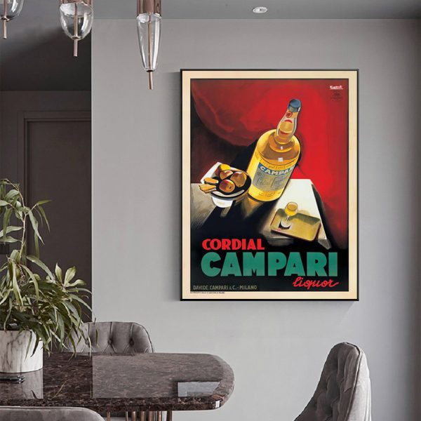 Wall Art 50Cmx70cm Cordial Campari Liquor Black Frame Canvas