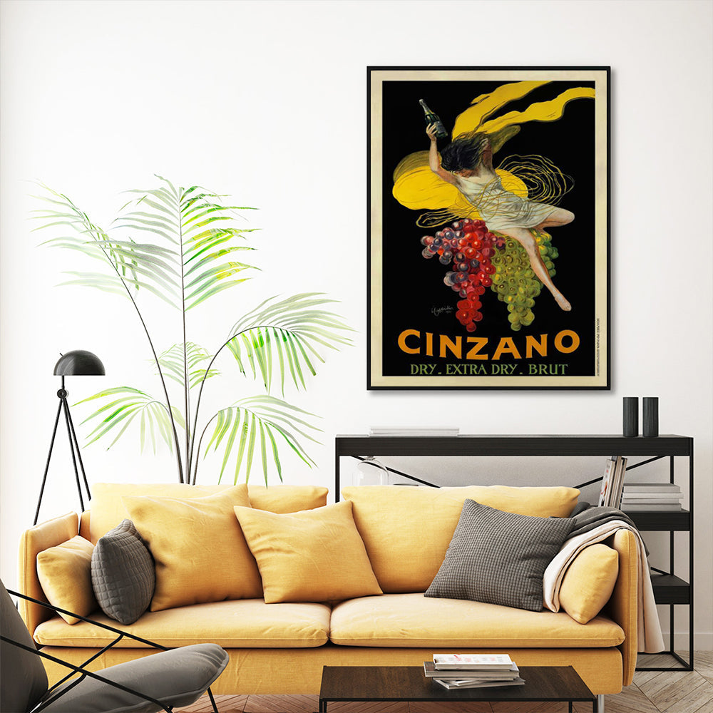 Wall Art 50Cmx70cm Cinzano Black Frame Canvas