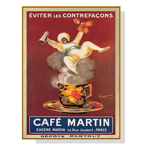 Wall Art 50Cmx70cm Cafe Martin Gold Frame Canvas