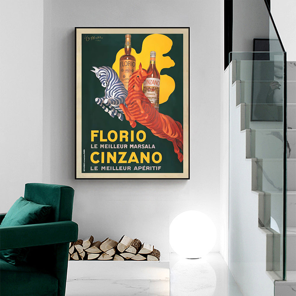 Wall Art 50Cmx70cm Florio Cinzano Black Frame Canvas