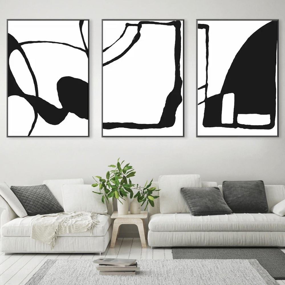 Wall Art 50Cmx70cm Black And White 3 Sets Frame Canvas