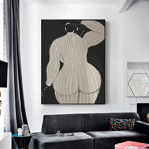 Wall Art 80Cmx120cm Mid Century Lady Black Frame Canvas