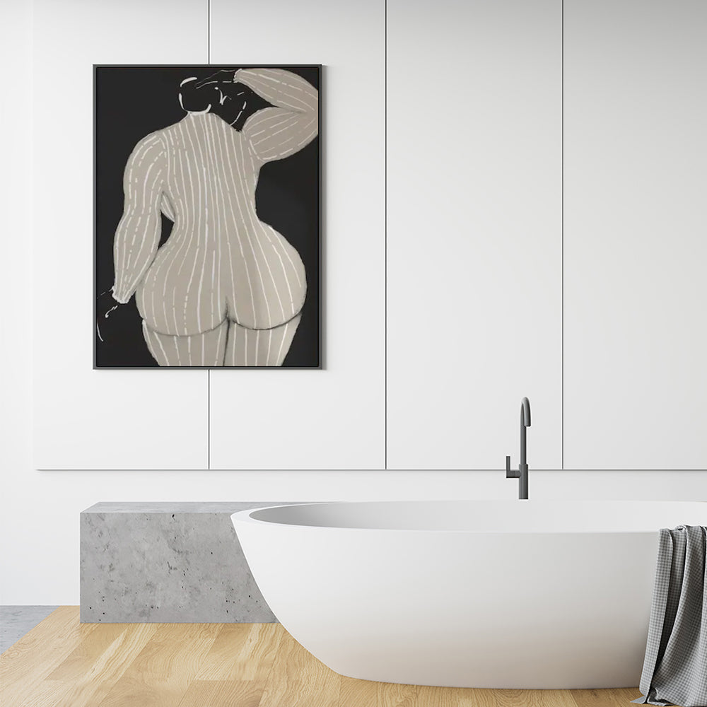 Wall Art 80Cmx120cm Mid Century Lady Black Frame Canvas