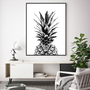 Wall Art 40Cmx60cm Pineapple Black Frame Canvas