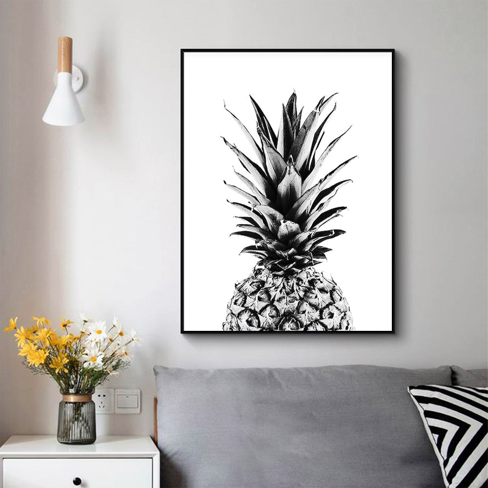 Wall Art 40Cmx60cm Pineapple Black Frame Canvas