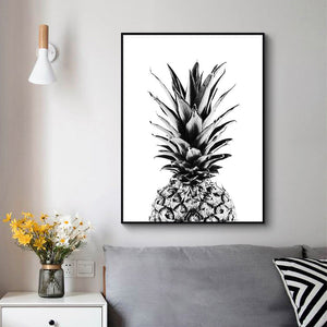 Wall Art 40Cmx60cm Pineapple Black Frame Canvas