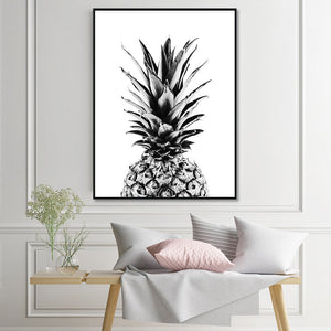 Wall Art 40Cmx60cm Pineapple Black Frame Canvas