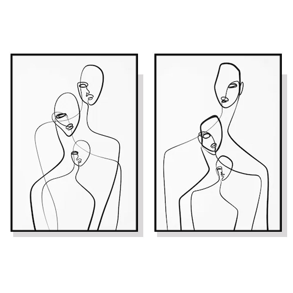 Wall Art 40Cmx60cm Abstract Figures 2 Sets Black Frame Canvas