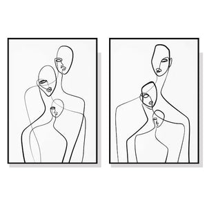 Wall Art 40Cmx60cm Abstract Figures 2 Sets Black Frame Canvas