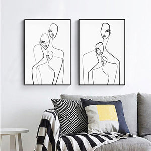 Wall Art 40Cmx60cm Abstract Figures 2 Sets Black Frame Canvas