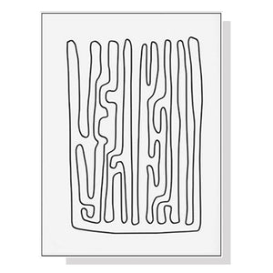 Wall Art 50Cmx70cm Black And White Lines Frame Canvas