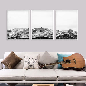 Wall Art 40Cmx60cm Black White Mountain 3 Sets Frame Canvas