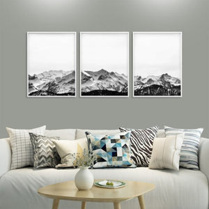 Wall Art 40Cmx60cm Black White Mountain 3 Sets Frame Canvas