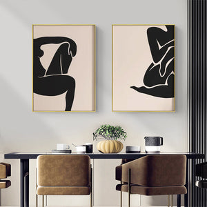 Wall Art 50Cmx70cm Female Figure 2 Sets Gold Frame Canvas