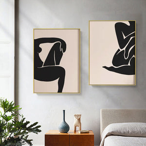 Wall Art 50Cmx70cm Female Figure 2 Sets Gold Frame Canvas