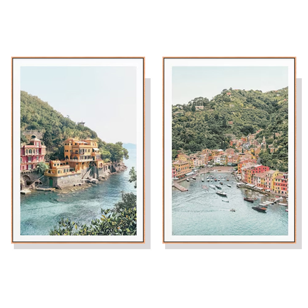 Wall Art 50Cmx70cm Italy Coast 2 Sets Wood Frame Canvas