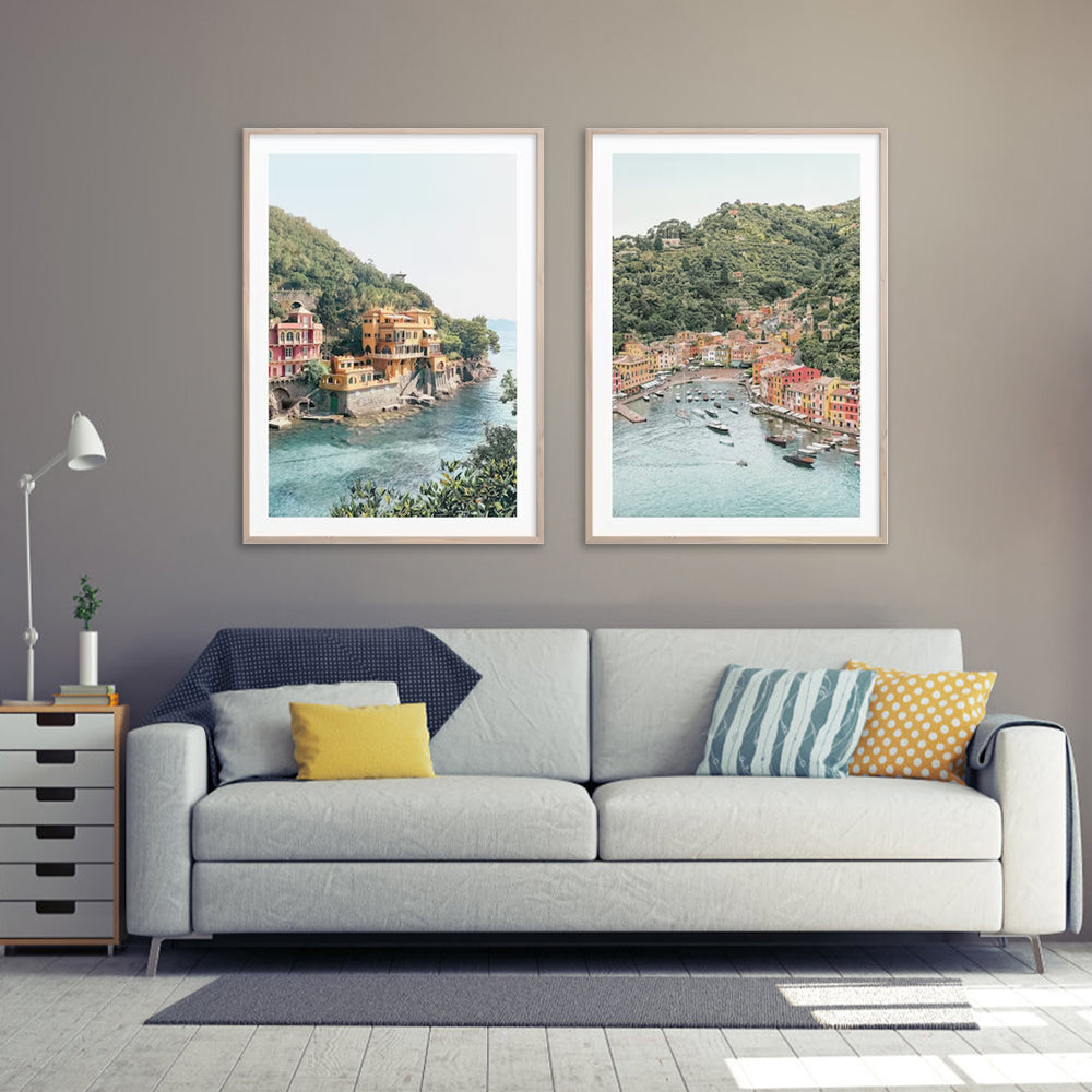 Wall Art 50Cmx70cm Italy Coast 2 Sets Wood Frame Canvas