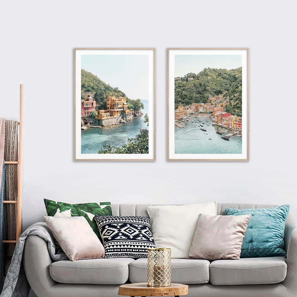 Wall Art 50Cmx70cm Italy Coast 2 Sets Wood Frame Canvas