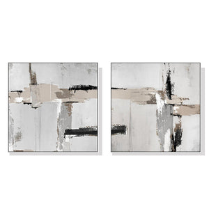 Wall Art 50Cmx50cm Neutral Abstract 2 Sets White Frame Canvas