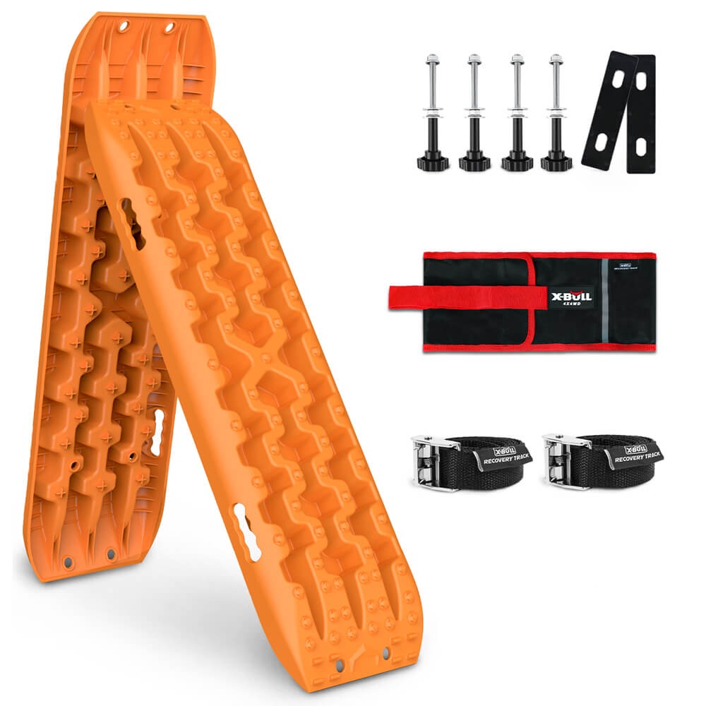 X-Bull 2Pcs Recovery Tracks Snow Mud 4Wd With 4Pc Mounting Bolts Orange