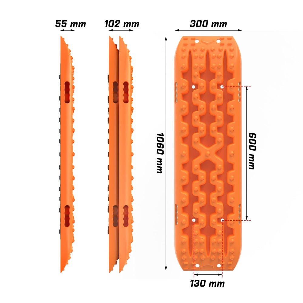 X-Bull 2Pcs Recovery Tracks Snow Mud 4Wd With 4Pc Mounting Bolts Orange