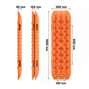 X-Bull 2Pcs Recovery Tracks Snow Mud 4Wd With 4Pc Mounting Bolts Orange