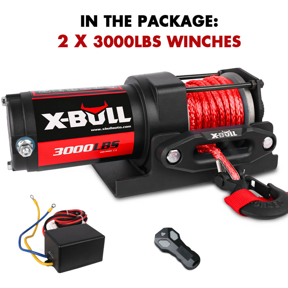 X-Bull 12V Electric Winch Boat 3000Lbs Synthetic Rope Wireless Remote Atv 4Wd Units