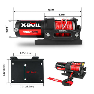 X-Bull 12V Electric Winch Boat 3000Lbs Synthetic Rope Wireless Remote Atv 4Wd Units