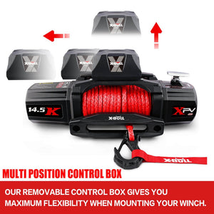 X-Bull 14500Lbs Electric Winch 12V Synthetic Rope With 4Pcs Recovery Tracks Gen3.0 Red