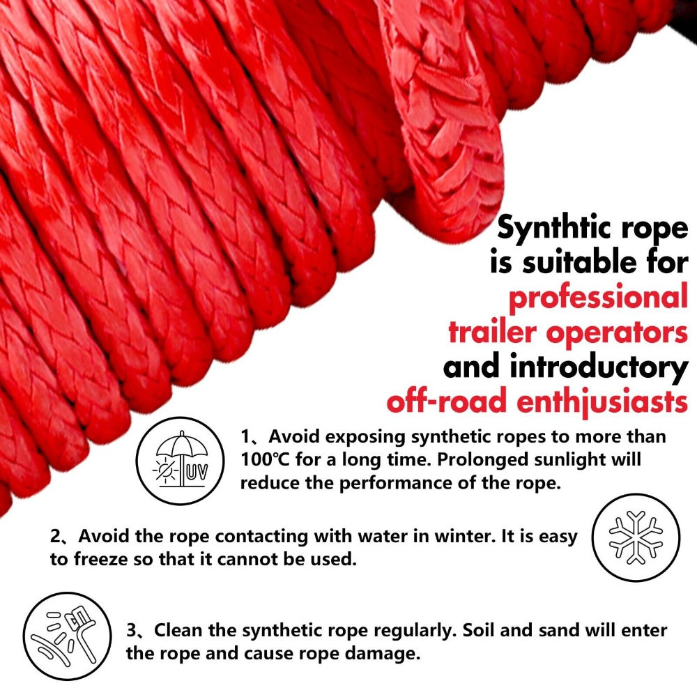 X-Bull 14500Lbs Electric Winch 12V Synthetic Rope With 4Pcs Recovery Tracks Gen3.0 Red