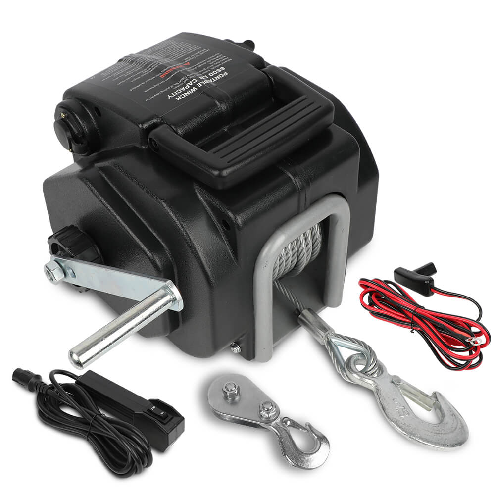 X-Bull Electric Boat Winch 12V 6500Lbs Portable Detachable Steel Cable Marine Ship 3000Kg 4Wd