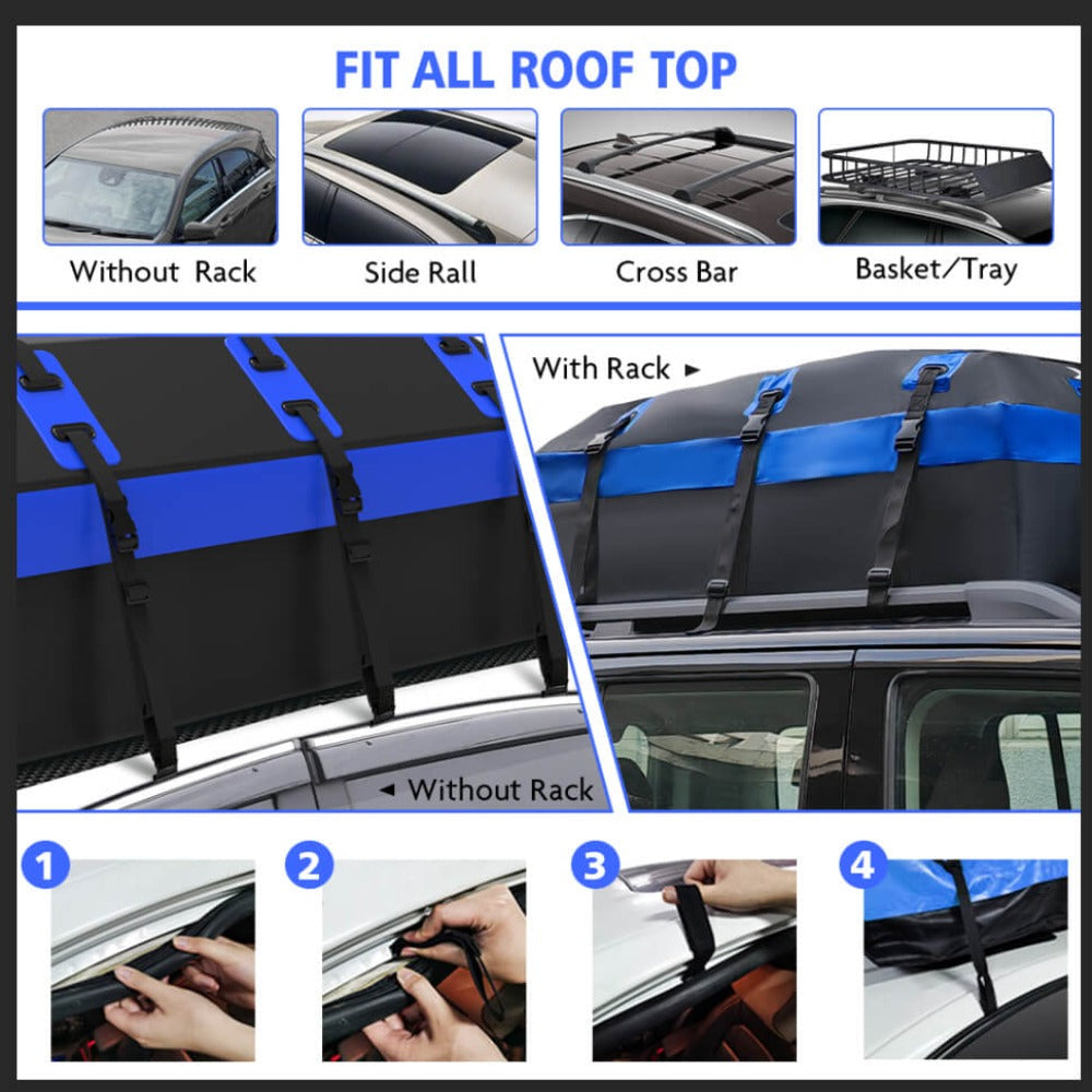 X-Bull Car Roof Cargo Bag Rooftop Carrier 100% Waterproof Top Luggage For All Vehicles