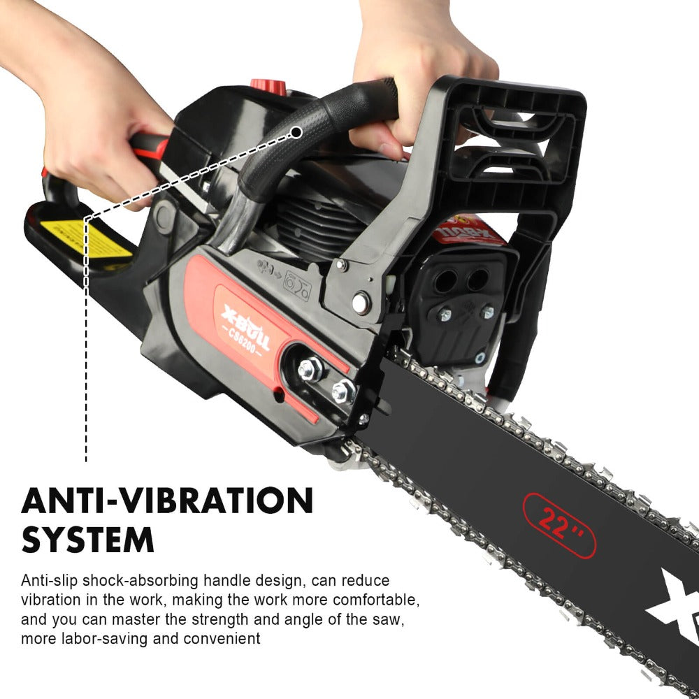 X-Bull Petrol Chainsaw Commercial 62Cc 22" Bar E-Start Tree Pruning Top Handle