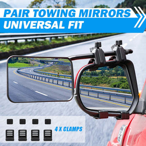 X-Bull Towing Mirrors Universal Multi Fit Clamp On 4X4 Caravan Trailer A Pair